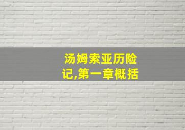 汤姆索亚历险记,第一章概括