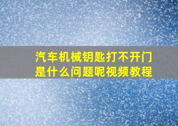 汽车机械钥匙打不开门是什么问题呢视频教程