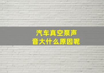 汽车真空泵声音大什么原因呢