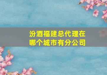 汾酒福建总代理在哪个城市有分公司