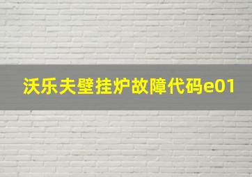 沃乐夫壁挂炉故障代码e01