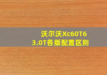 沃尔沃Xc60T63.0T各版配置区别