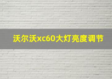 沃尔沃xc60大灯亮度调节