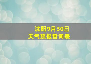 沈阳9月30日天气预报查询表