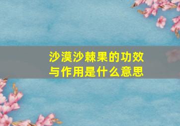 沙漠沙棘果的功效与作用是什么意思