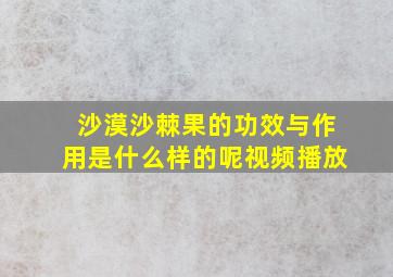 沙漠沙棘果的功效与作用是什么样的呢视频播放