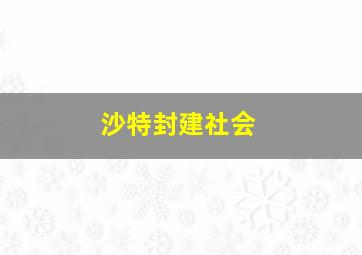 沙特封建社会