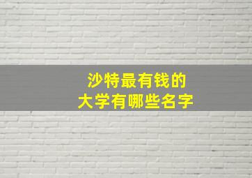 沙特最有钱的大学有哪些名字