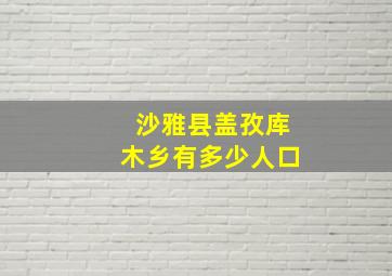 沙雅县盖孜库木乡有多少人口