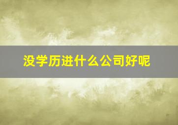 没学历进什么公司好呢