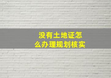 没有土地证怎么办理规划核实