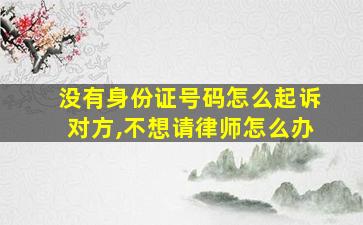 没有身份证号码怎么起诉对方,不想请律师怎么办