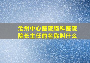 沧州中心医院脑科医院院长主任的名称叫什么