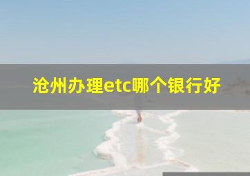 沧州办理etc哪个银行好