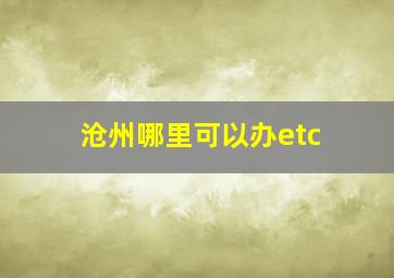 沧州哪里可以办etc