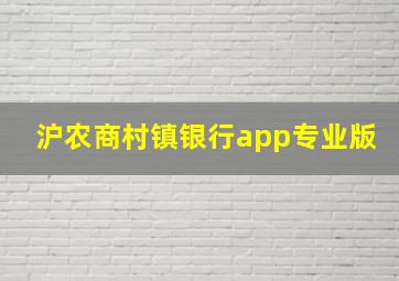 沪农商村镇银行app专业版