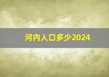 河内人口多少2024