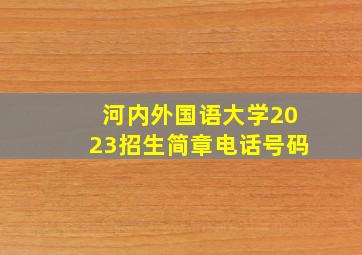 河内外国语大学2023招生简章电话号码