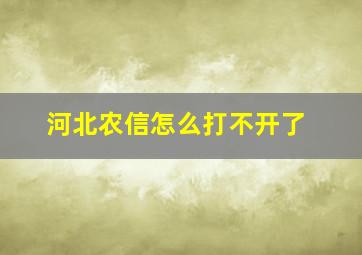 河北农信怎么打不开了