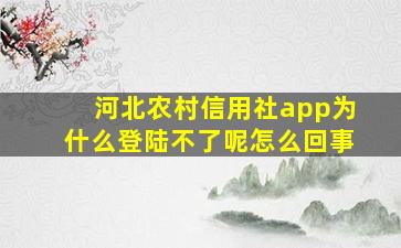 河北农村信用社app为什么登陆不了呢怎么回事