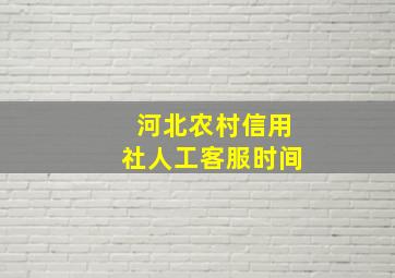 河北农村信用社人工客服时间