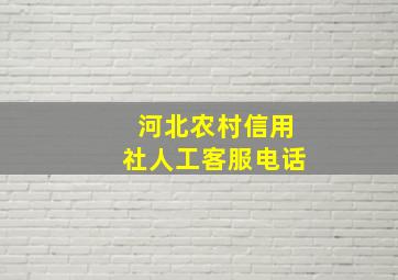 河北农村信用社人工客服电话