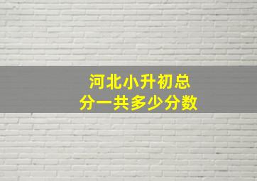 河北小升初总分一共多少分数