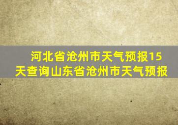 河北省沧州市天气预报15天查询山东省沧州市天气预报