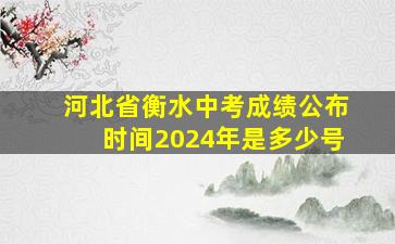 河北省衡水中考成绩公布时间2024年是多少号