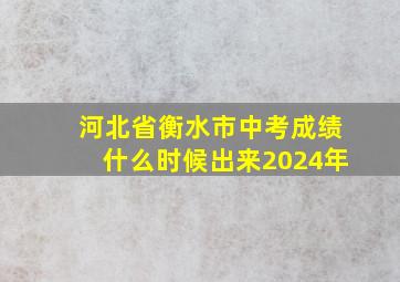 河北省衡水市中考成绩什么时候出来2024年