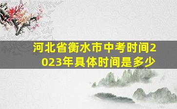 河北省衡水市中考时间2023年具体时间是多少