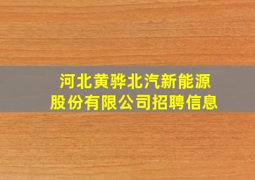 河北黄骅北汽新能源股份有限公司招聘信息