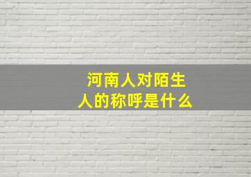 河南人对陌生人的称呼是什么