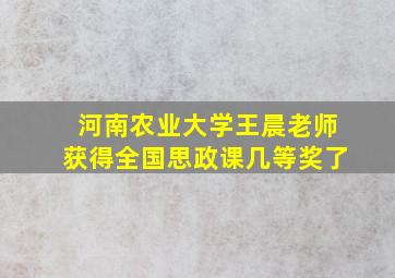 河南农业大学王晨老师获得全国思政课几等奖了