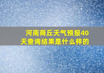 河南商丘天气预报40天查询结果是什么样的