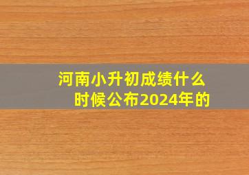 河南小升初成绩什么时候公布2024年的