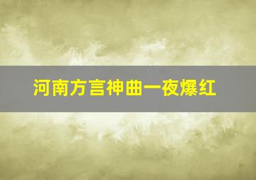 河南方言神曲一夜爆红