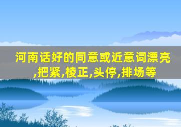 河南话好的同意或近意词漂亮,把紧,棱正,头停,排场等