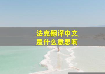 法克翻译中文是什么意思啊