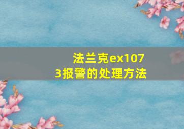 法兰克ex1073报警的处理方法