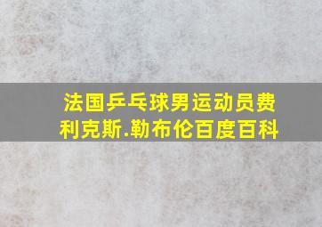 法国乒乓球男运动员费利克斯.勒布伦百度百科