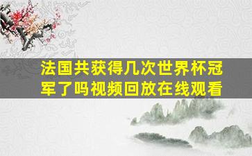 法国共获得几次世界杯冠军了吗视频回放在线观看