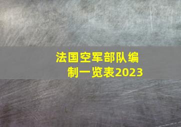 法国空军部队编制一览表2023