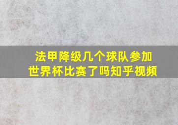 法甲降级几个球队参加世界杯比赛了吗知乎视频