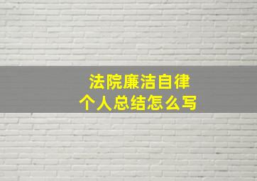 法院廉洁自律个人总结怎么写