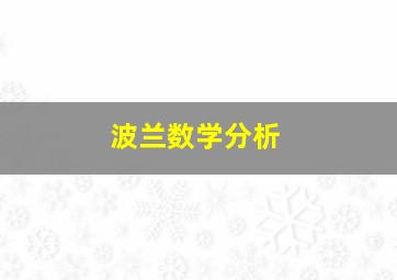 波兰数学分析