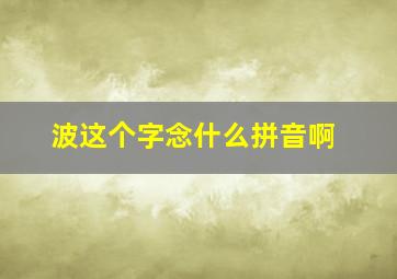 波这个字念什么拼音啊