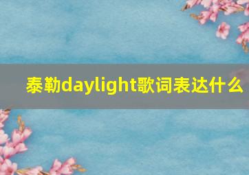 泰勒daylight歌词表达什么