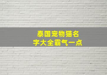 泰国宠物猫名字大全霸气一点