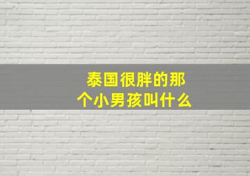 泰国很胖的那个小男孩叫什么